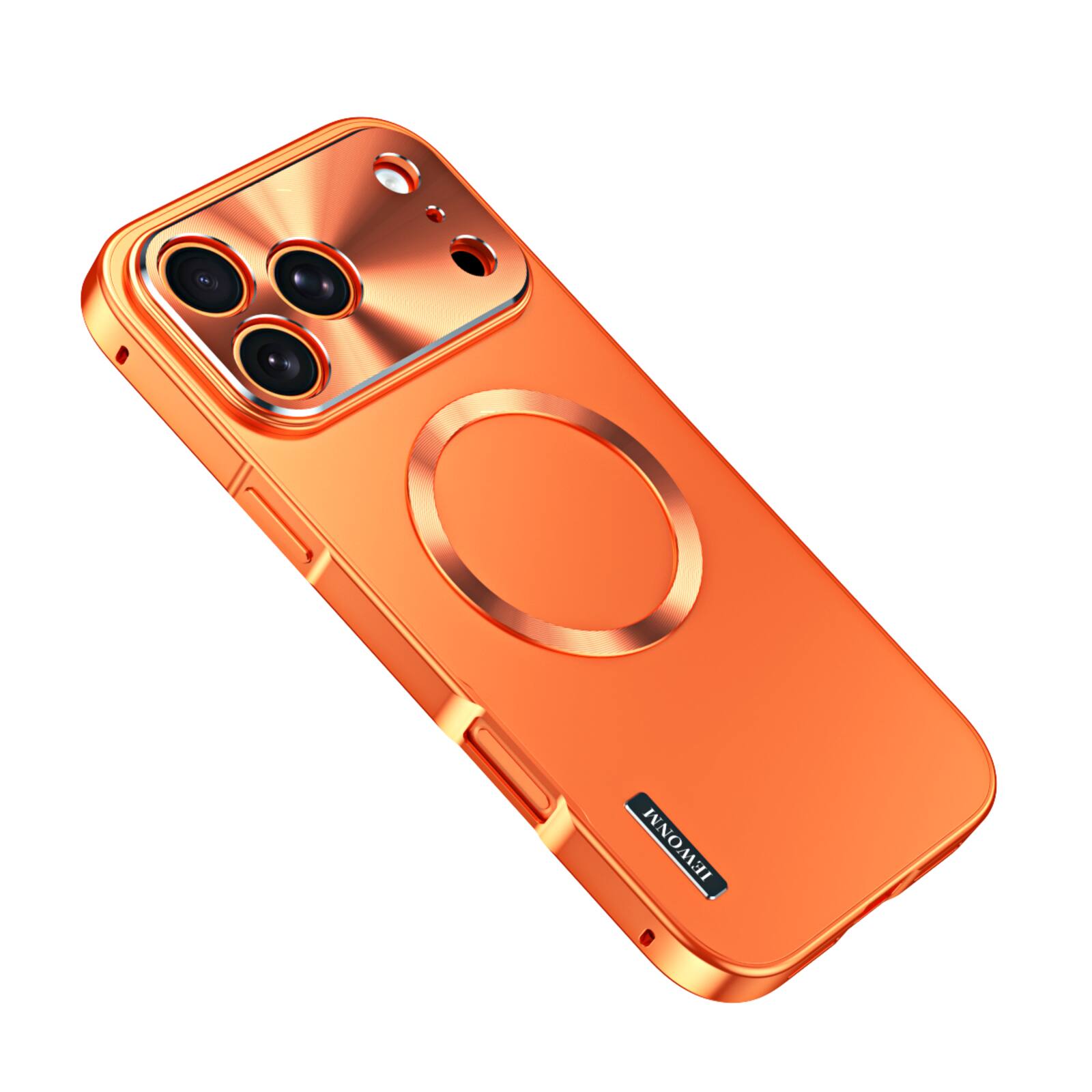 Front. UUCOVER - Magnetic Case for Apple iPhone 17 Pro Compatible with MagSafe, Shockproof Alloy Metal Bumper Slim Rugged Matte Cover - Orange.