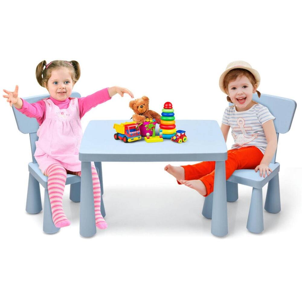 Left. Kadyn - 3 Pieces Toddler Multi Activity Play Dining Study Kids Table and Chair Set-Blue, Small Folding Table for Arts & Crafts - Blue.