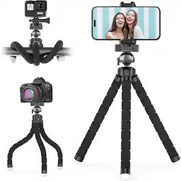 Schertz - Phone Tripod Pro S, Flexible Tripod with Wireless Remote for Phone, Camera & GoPro – Black