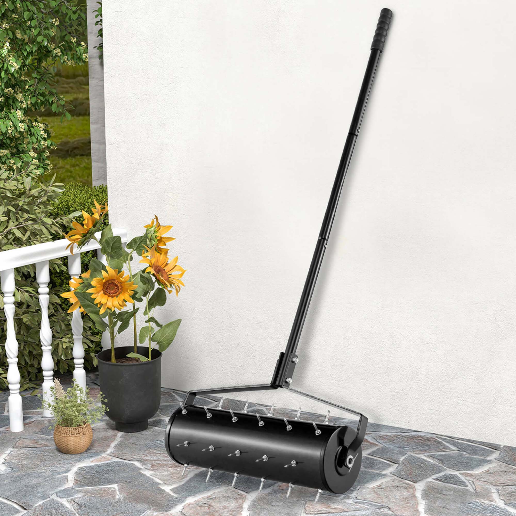Alt View 4. Costway - Costway 21" Manual Lawn Aerator Grass Aeration Tool Filled with Sand or Stone with Handle - Black.