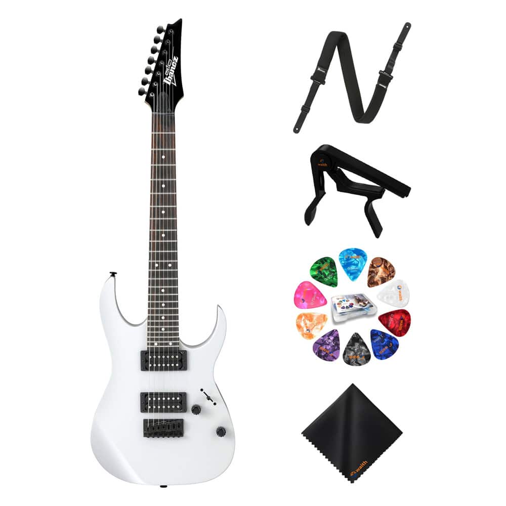 Ibanez - GRG7221WH 7-String Solid-Body Electric Guitar, Right Handed Bundle - White price history on PriceWatchPro