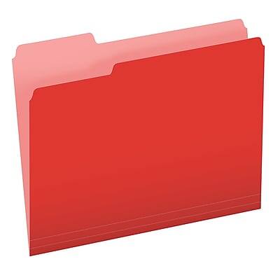Front. Pendaflex -  Recycled File Folder, 1/3-Cut Tab, Assorted, Letter Size, Red, 100/Box  - Red.