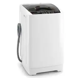 Costway - 9.93 lbs Full Automatic Washing Machine with 8 Preset Programs, Compact Washer - White