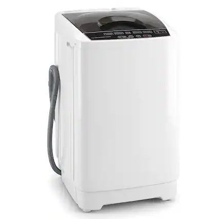 Front. Costway - Costway 9.93 lbs Full Automatic Washing Machine with 8 Preset Programs, Compact Washer - White.