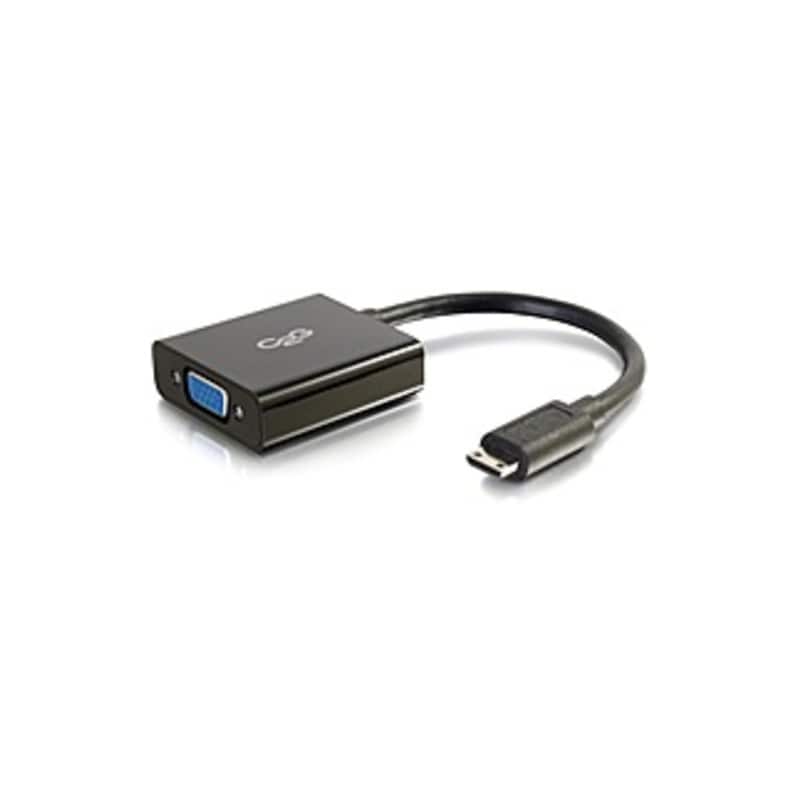 C2G - 8in Mini HDMI to VGA Adapter - Mini HDMI Adapter - Male to Female HDMI/VGA for Video Device, Notebook, Monitor - Black