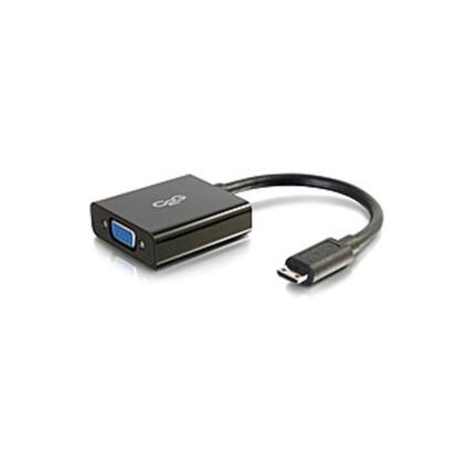 Front. C2G - 8in Mini HDMI to VGA Adapter - Mini HDMI Adapter - Male to Female Black - HDMI/VGA for Video Device, Notebook, Monitor - - Black.