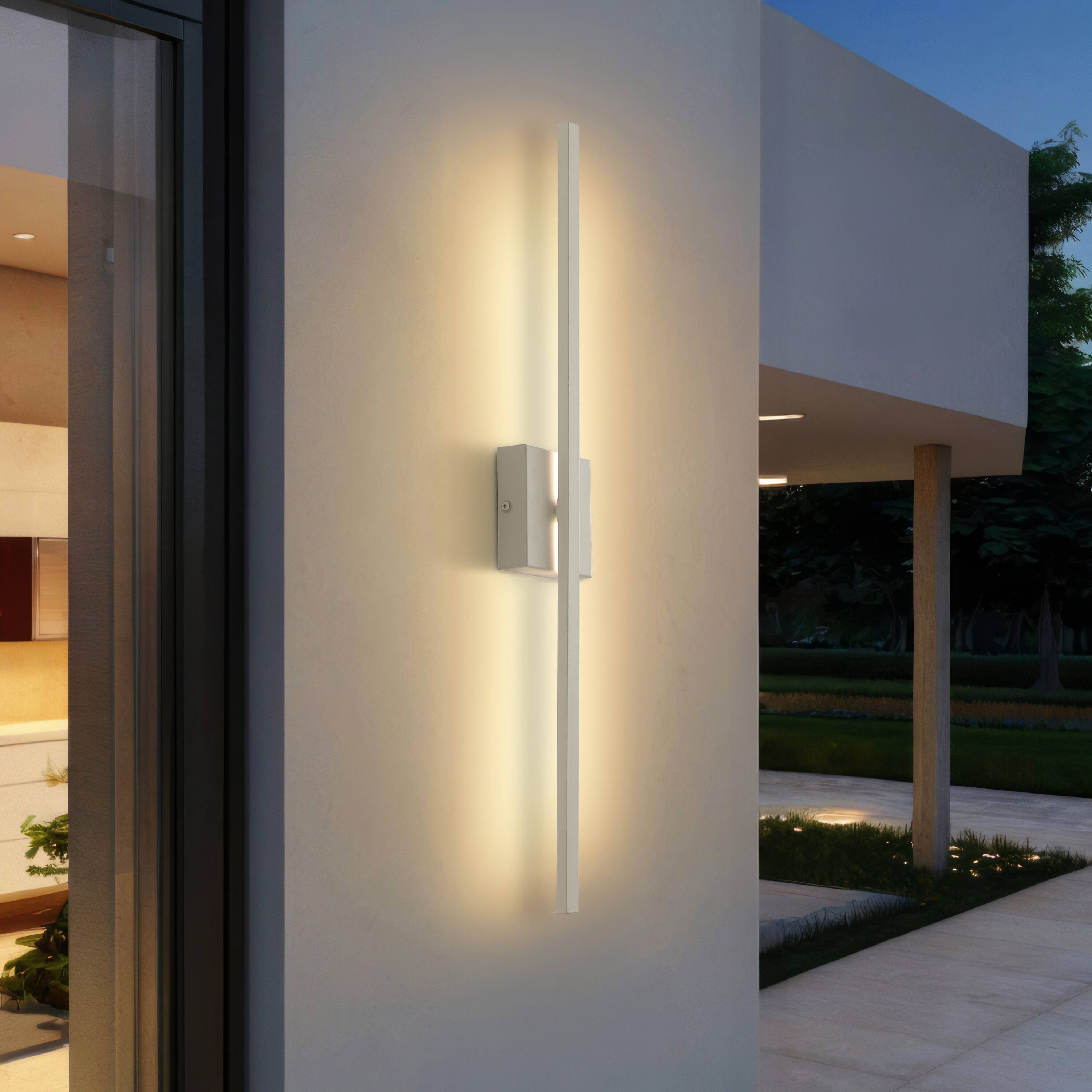 Alt View 1. Jonathan Y - Vara 28" Linear Indoor/Outdoor IP65 Waterproof Metal 350-Degree Rotatable Dimmable Integrated LED Wall Sconce, White - White.