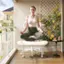 Left. Pinmoco - Ergonomic Cross-Legged Swivel Chair, Adjustable PU Leather Meditation Chair - White.