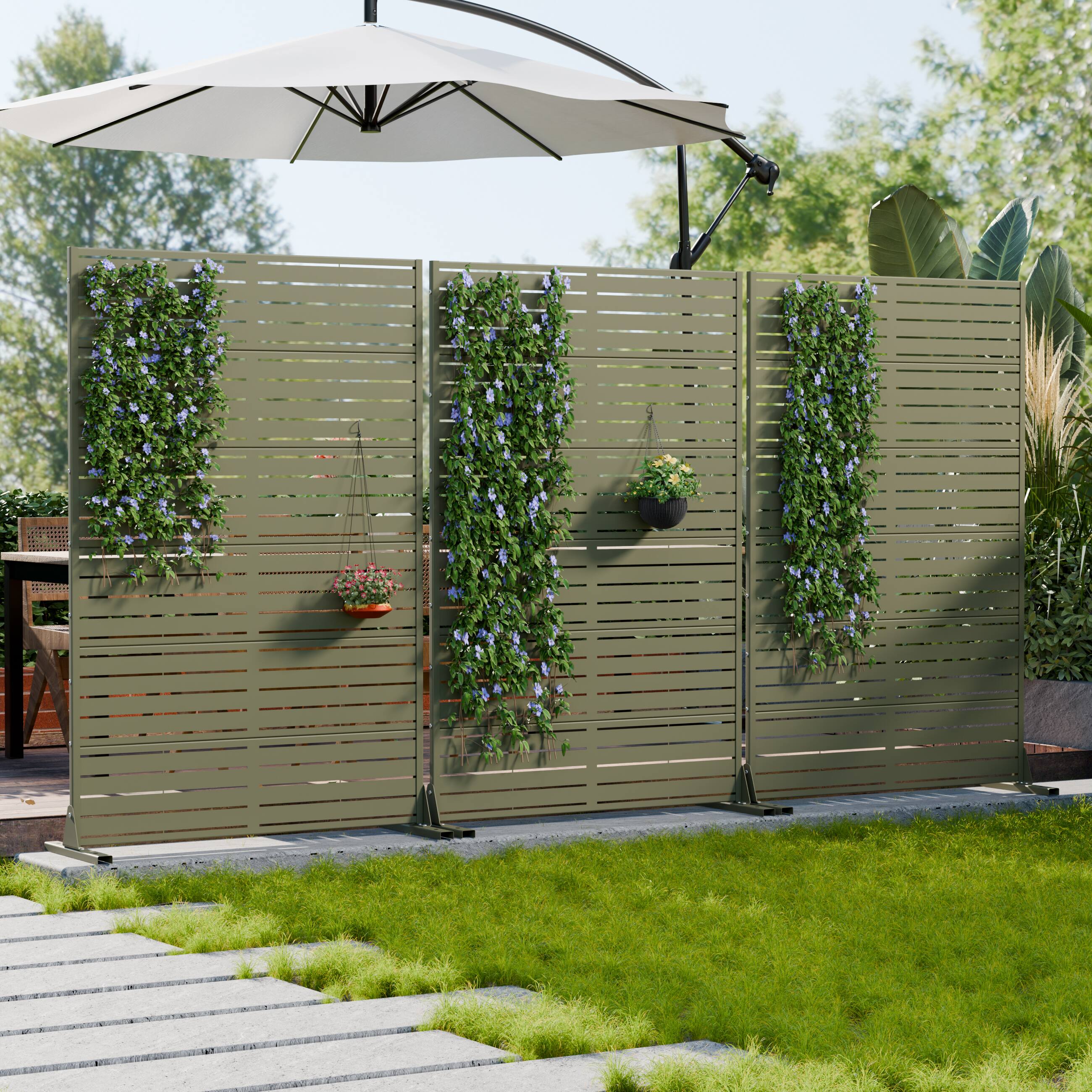PexFix 2 Panels Outdoor Privacy Screen Metal Privacy Fence Panels ...