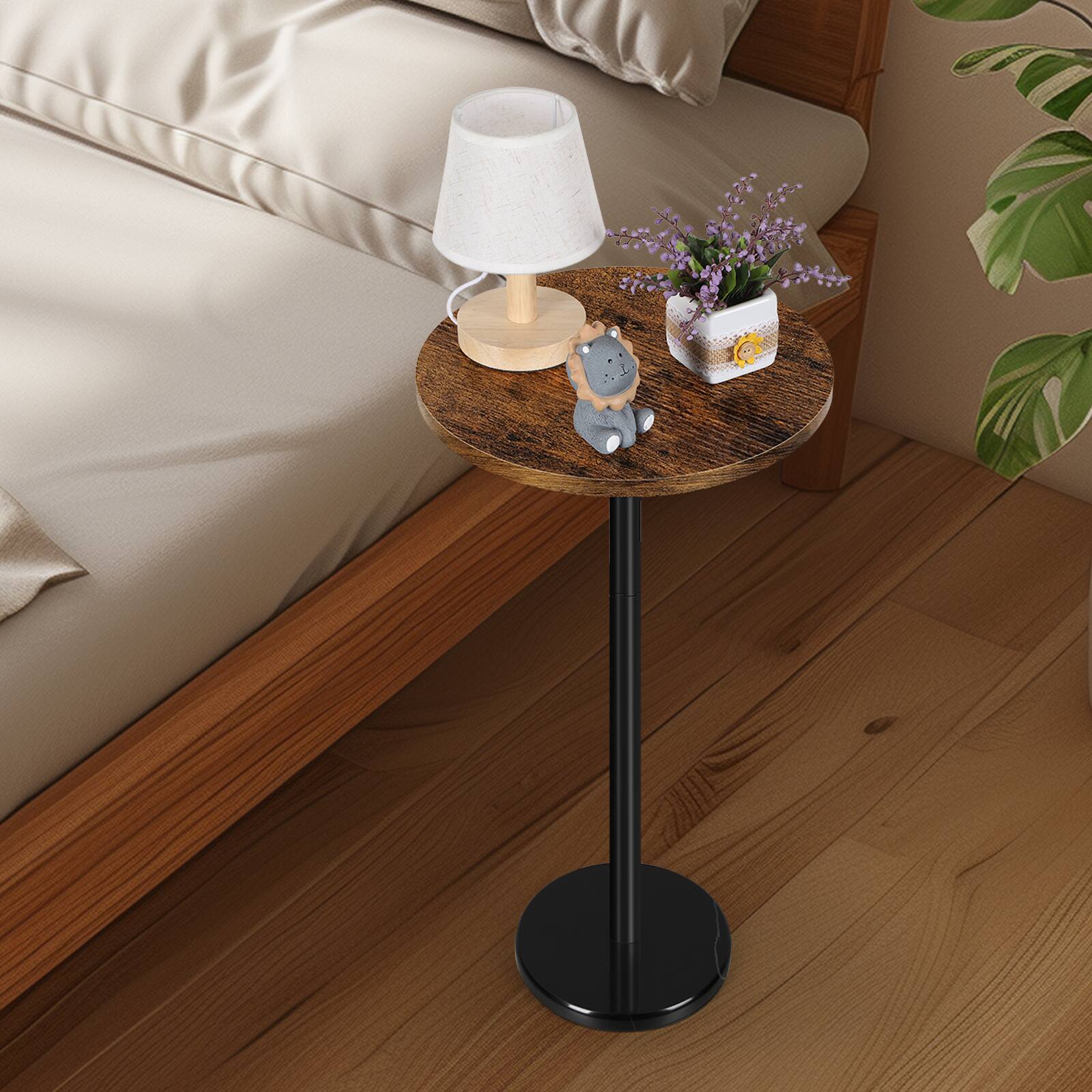 Oumilen Round Bar Table with Rustic Wood Top & Black Marble Base, 32cm ...