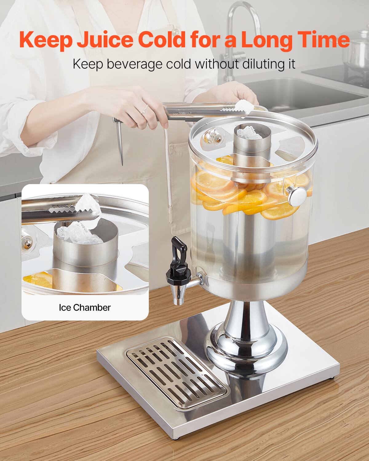 Keep Juice Cold for a Long Time  
Keep beverage cold without diluting it  

Ice Chamber