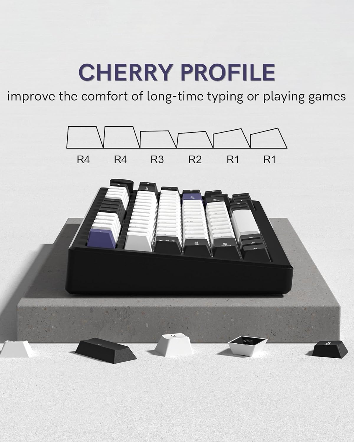 CHERRY PROFILE  
improve the comfort of long-time typing or playing games  
R4 R4 R3 R2 R1 R1