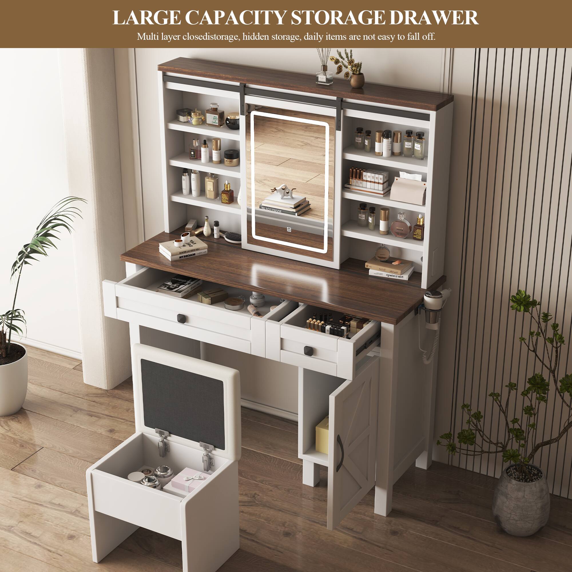 LARGE CAPACITY STORAGE DRAWER

Multi layer closed storage, hidden storage, daily items are not easy to fall off.