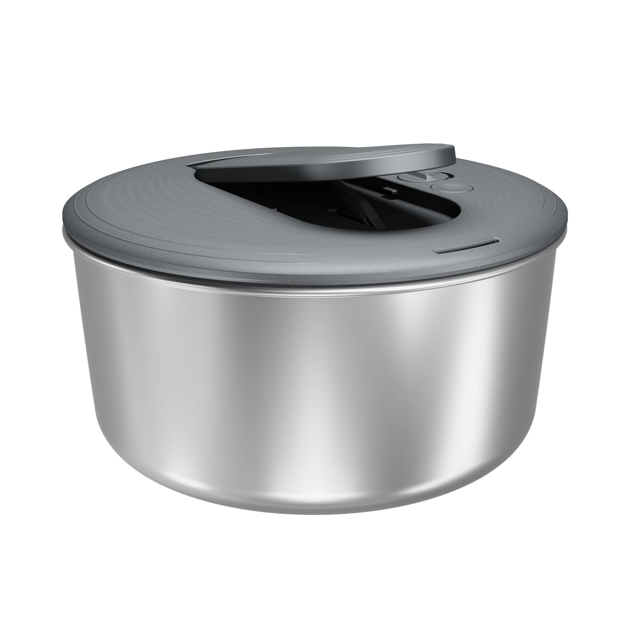 Front. Zyliss - Swift Dry Stainless Steel Salad Spinner, Large - Grey.