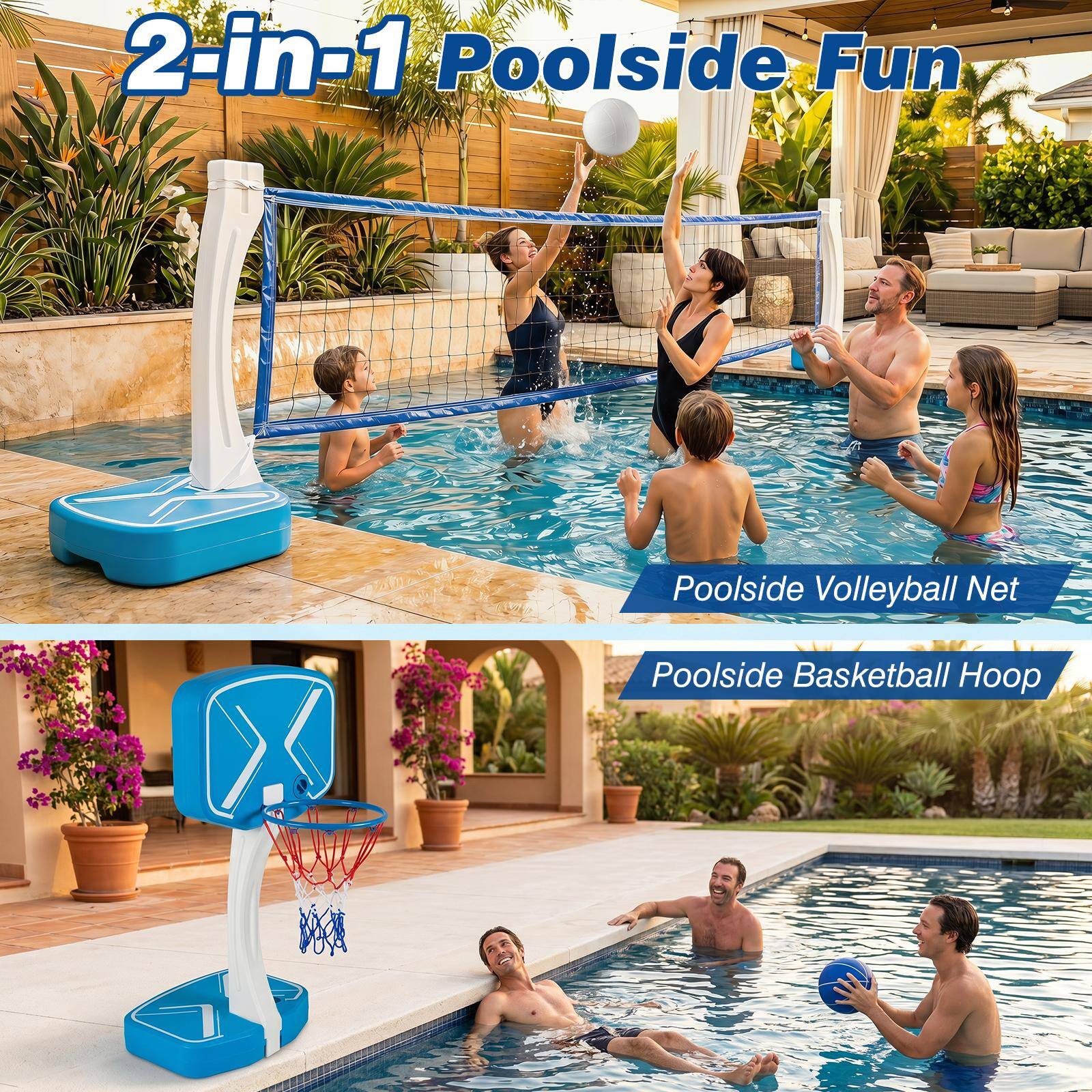 2-in-1 Poolside Fun

Poolside Volleyball Net

Poolside Basketball Hoop