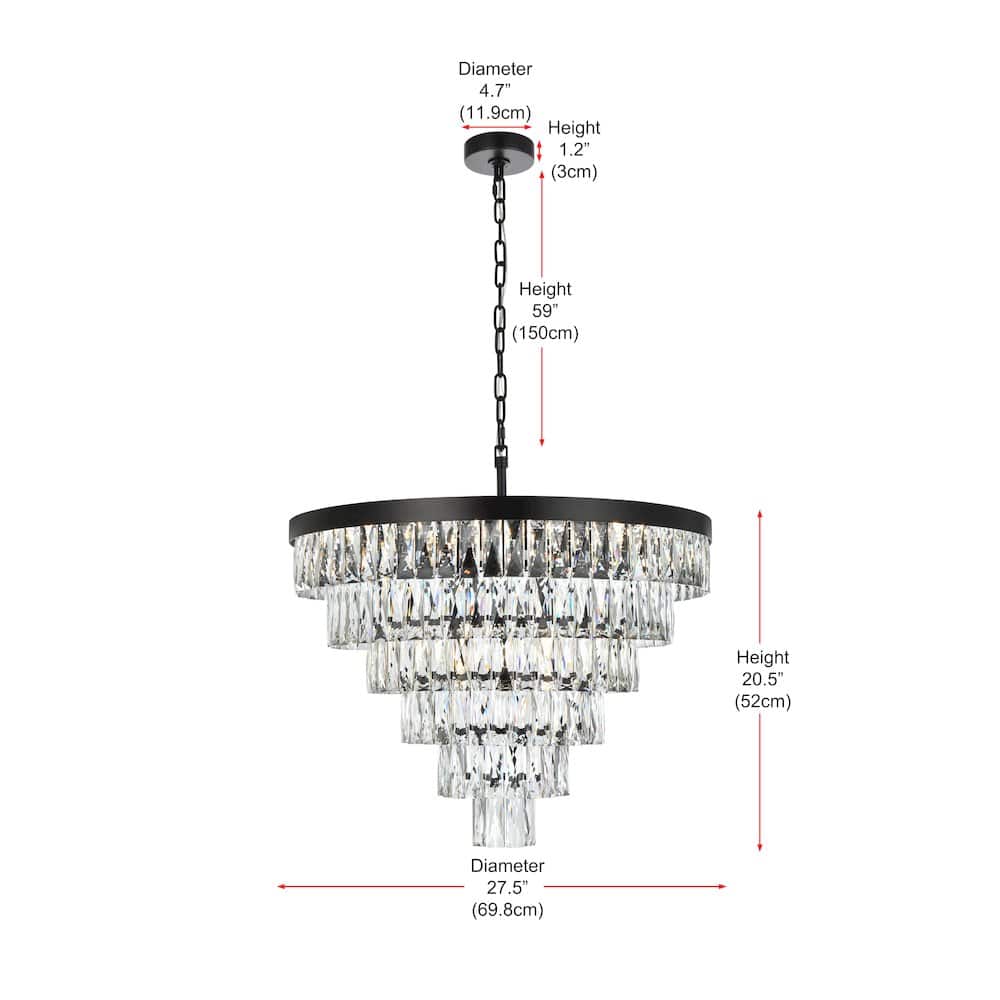 Elegant Lighting - Josephine 27 Inch Round Chandelier In Black - Black And Clear price history on PriceWatchPro