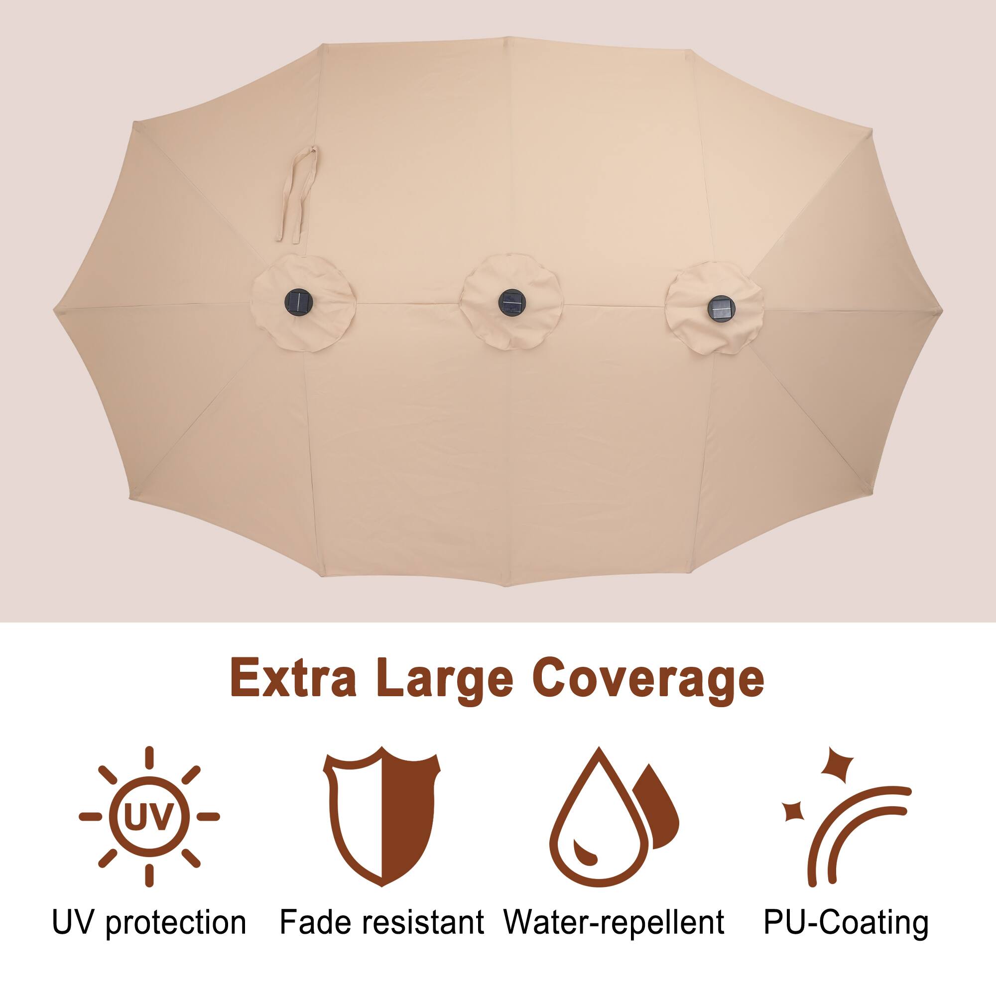 Extra Large Coverage  
UV protection  
Fade resistant  
Water-repellent  
PU-Coating
