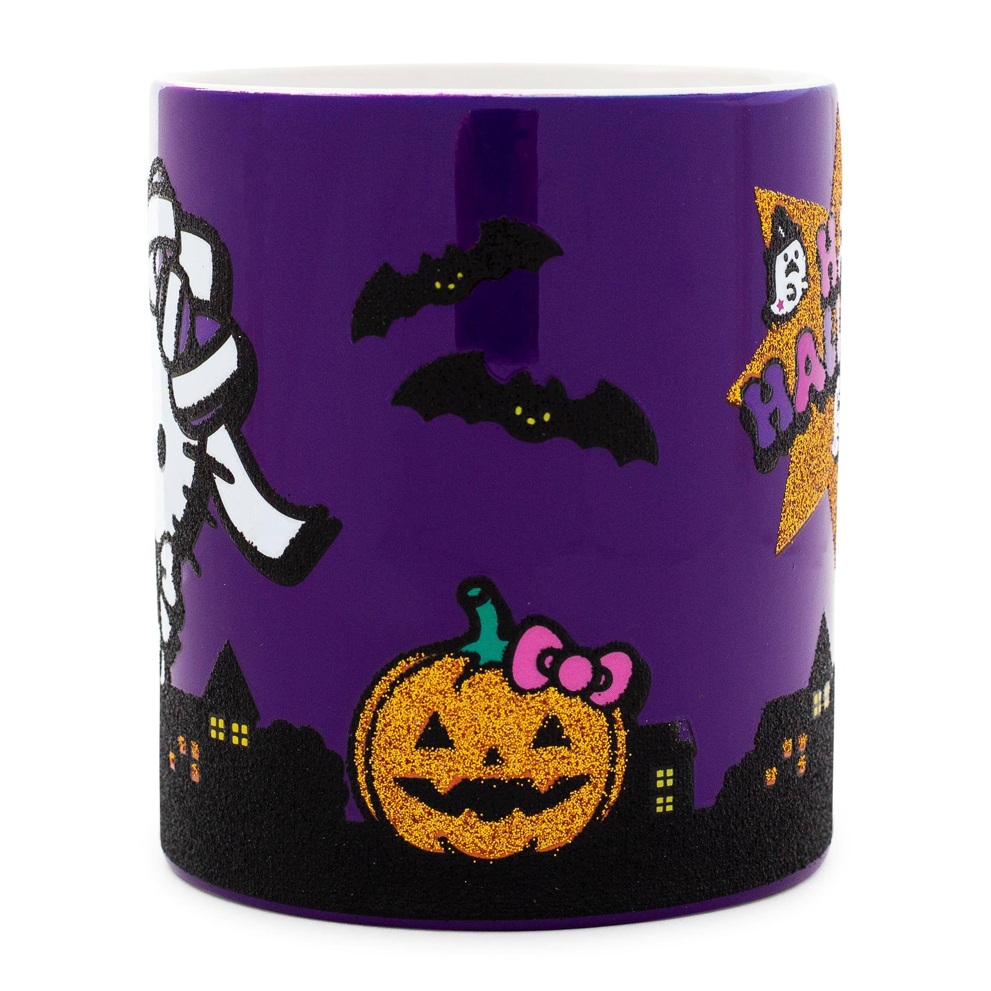 Alt View 1. Silver Buffalo - Sanrio Hello Kitty "Happy Halloween" Ceramic Glitter Mug | Holds 14 Ounces - Purple.