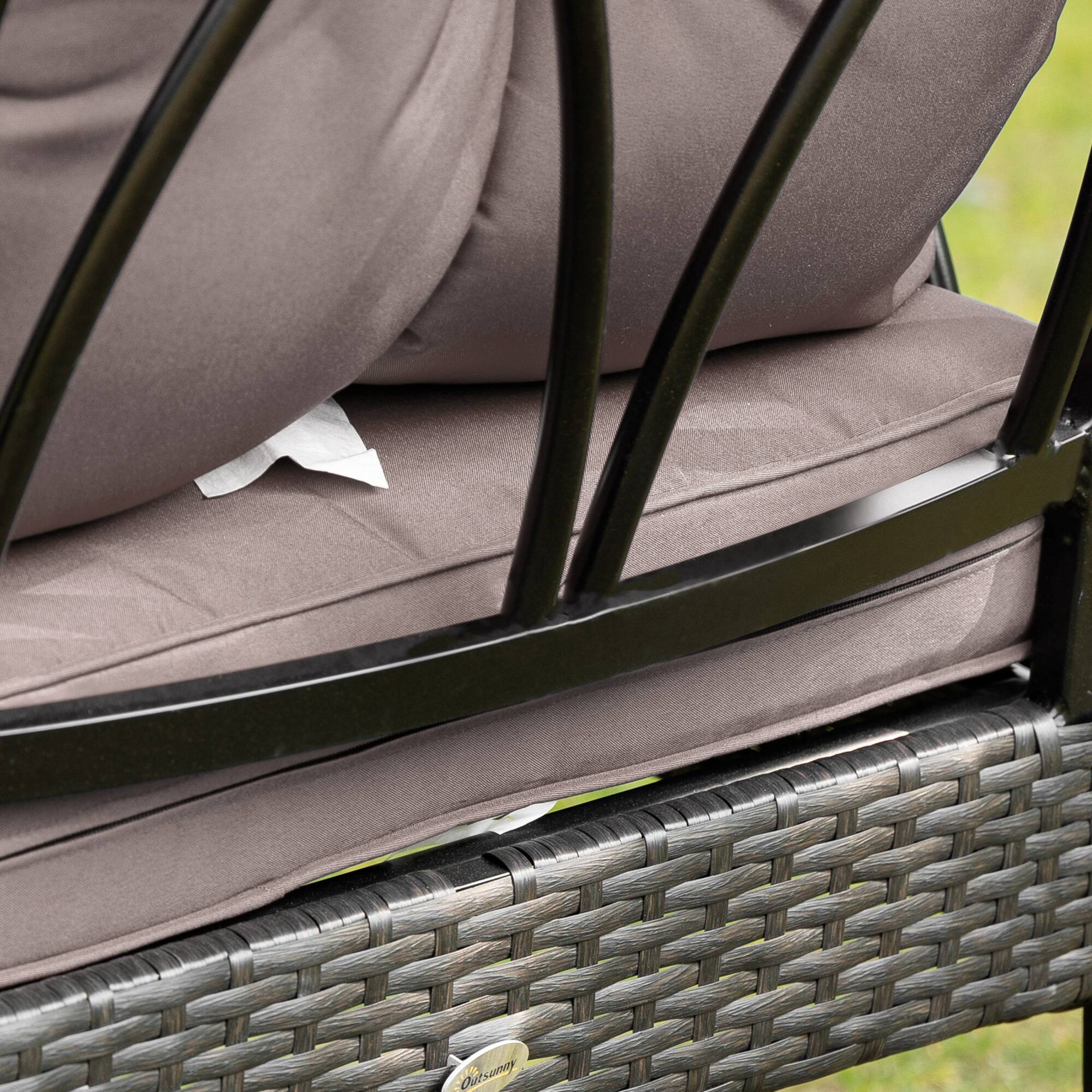 Alt View 8. Outsunny - 2 Piece Outdoor Wicker Rocking Chairs with Padded Cushions, Aluminum Furniture Rattan Porch Rocker Chairs w/ Armrest - Gray.