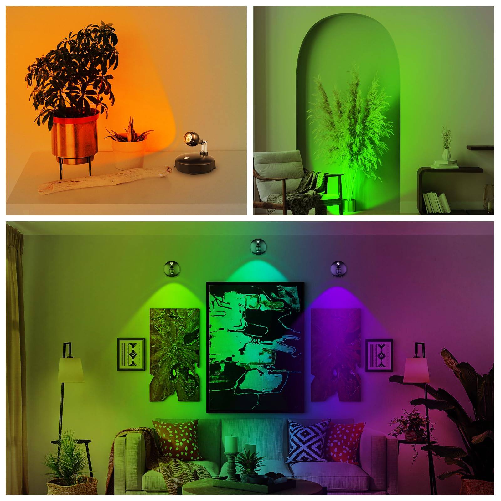 Alt View 3. Dazzling Pops - Wireless Spotlights Rechargeable Sopt Lights Indoor With Remote 16 Color Changing Operated Spot Light Timer - Multicolor (2 Pack).