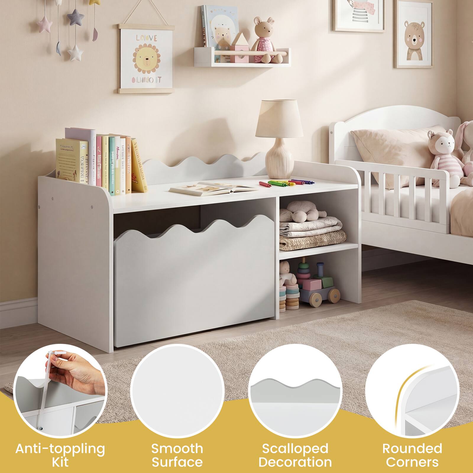 LOVE LION IT

Anti-toppling Kit
Smooth Surface
Scalloped Decoration
Rounded Corners