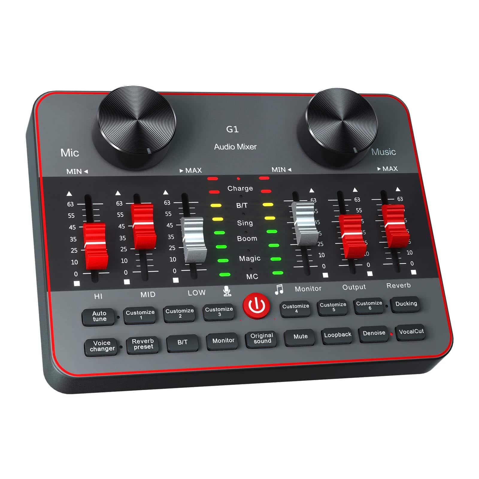 Reds Spade - G9 podcast microphone bundle with live sound card audio mixer board condenser for pc phone streaming singing - G1-Audio mixer