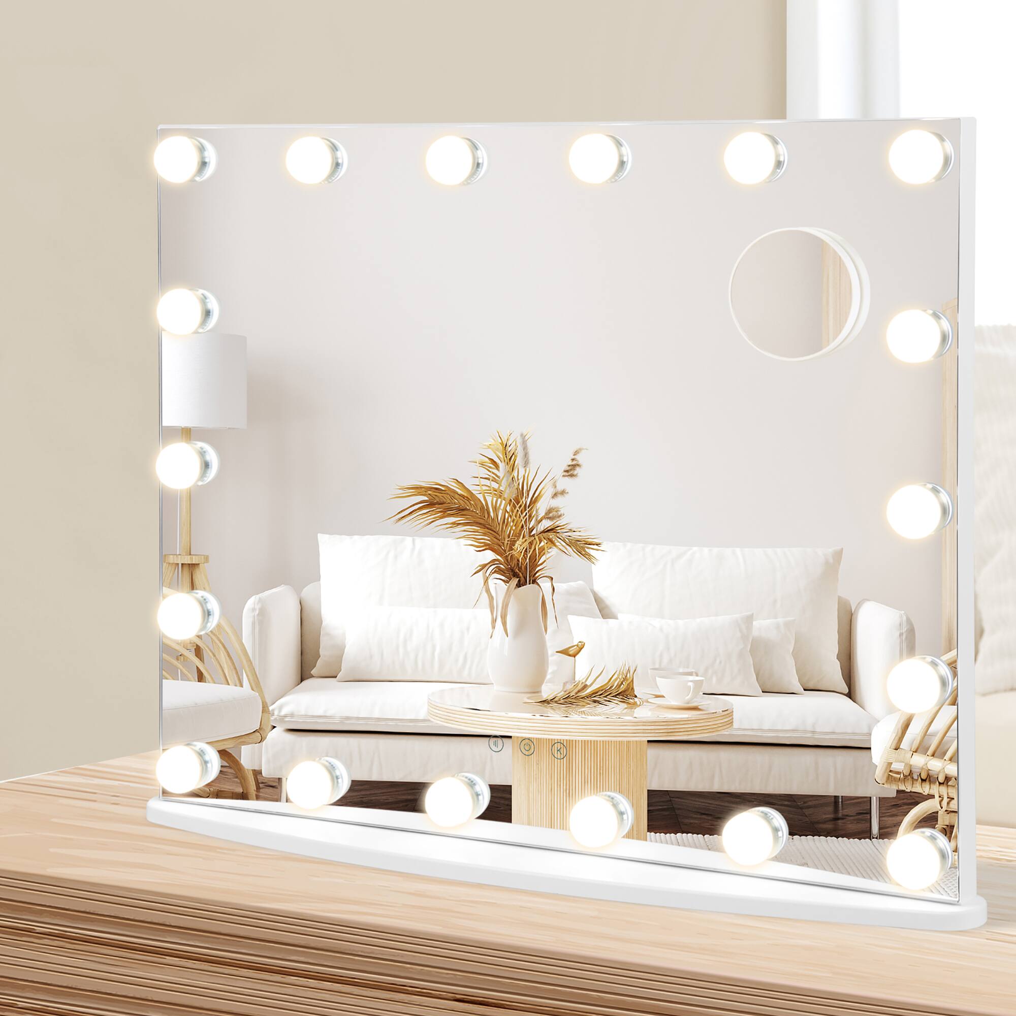 Alt View 1. Costway - Costway Vanity Mirror w/ Lights 3 Color Lighting Modes Tabletop & Wall-Mounted - White.