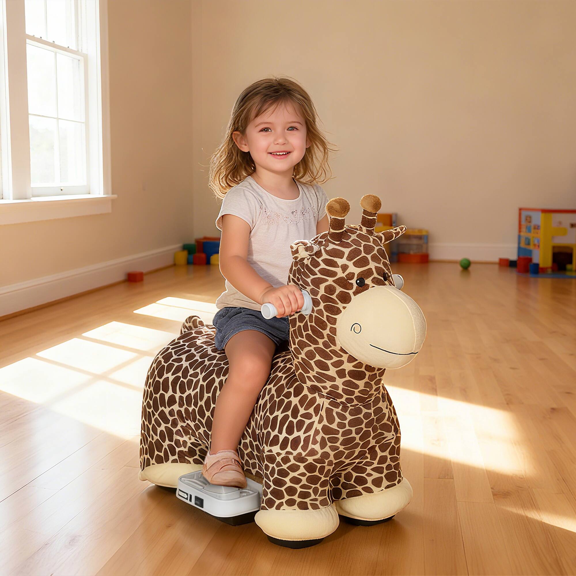 Alt View 8. Qaba - Electric Ride On Giraffe, 6V Battery Powered Ride On Toy with Washable Cover - Brown.