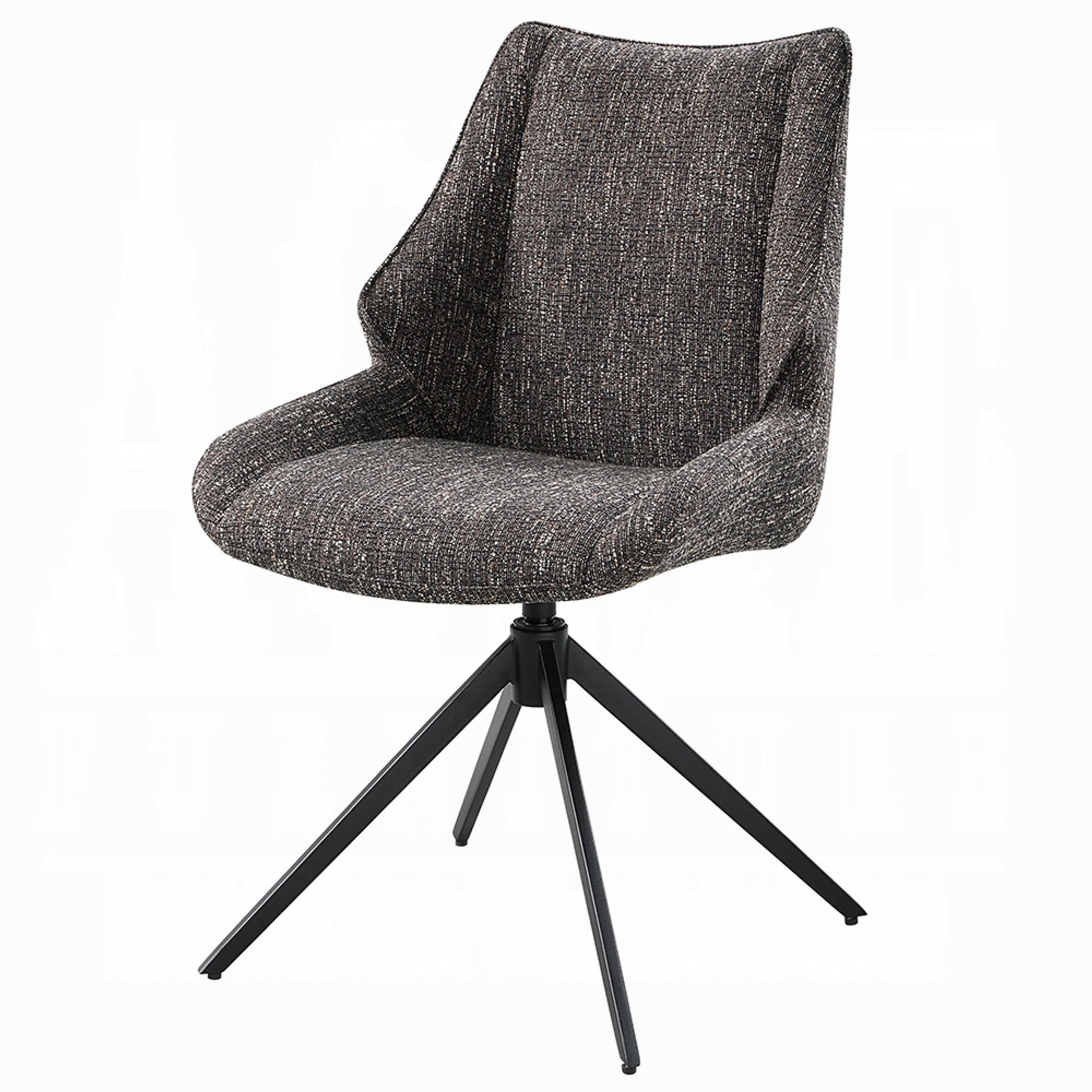 Alt View 4. Manhattan Lane - Maik Swivel Side Chair Set of 2, Wingback, Star Iron Base, Brown Chenille - Brown, Black.