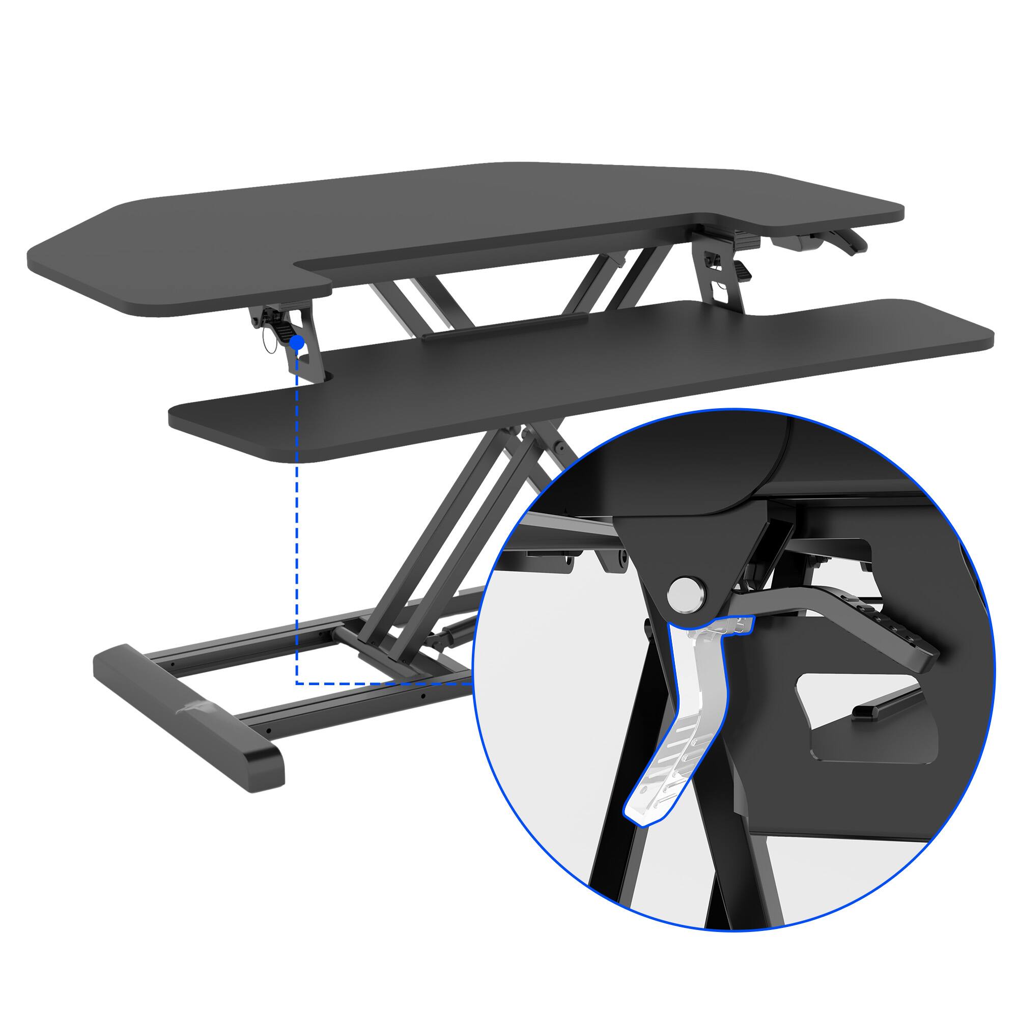 Left. FlexiSpot - FlexiSpot M7 Series 36"W Manual Corner Adjustable Standing Desk Converter, Black - Black.