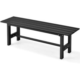 Gymax - Outdoor HDPE Bench w/ Metal Frame 47'' x 14'' x 16'' for Yard Garden - Black