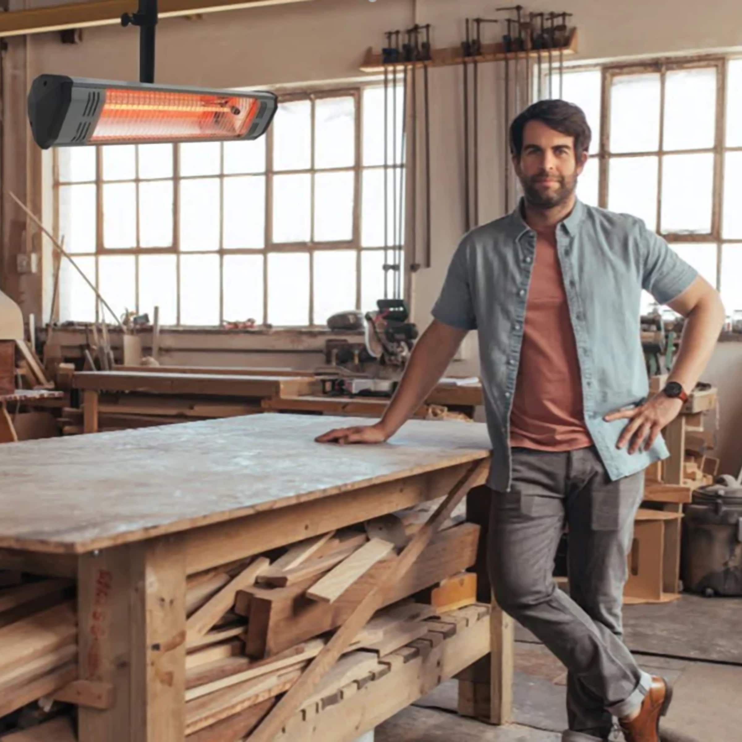 Angle. Heat Storm - 1500 Watt Electric Infrared Heater - Black.