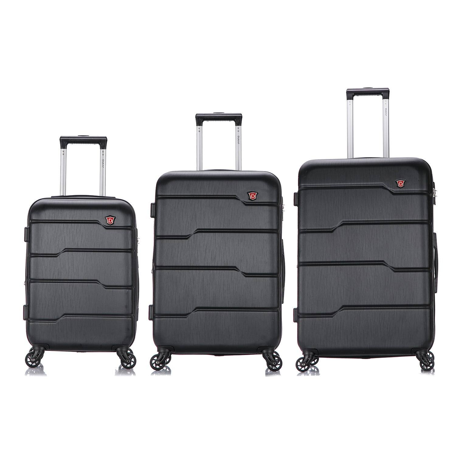 Angle. DUKAP - Rodez Lightweight Hardside 3 Piece Luggage Set 20"/24"/28" - BLACK.