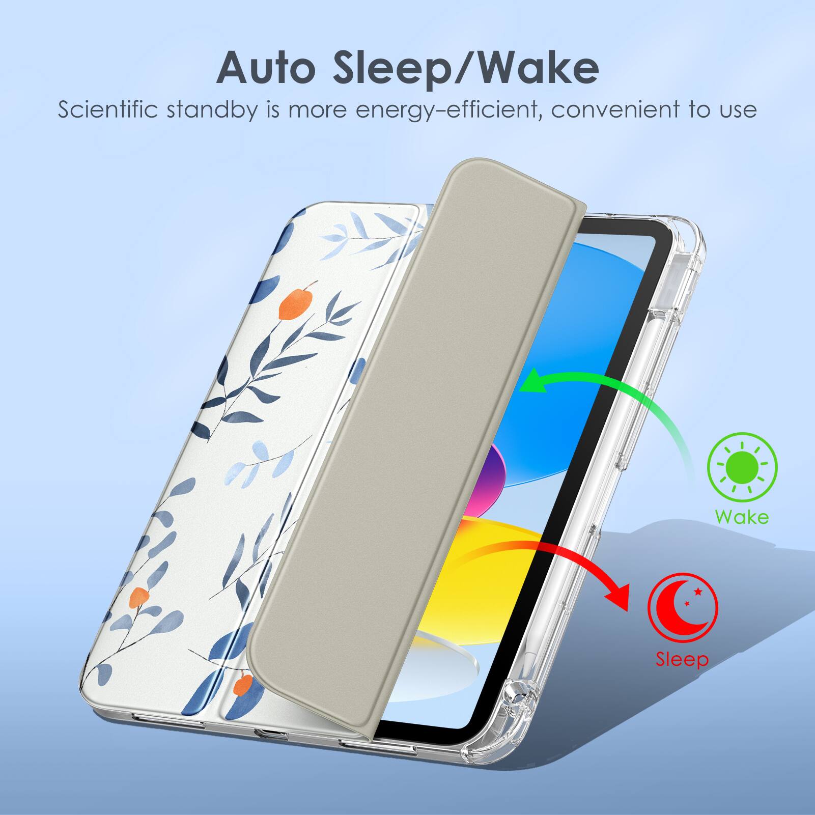Auto Sleep/Wake  
Scientific standby is more energy-efficient, convenient to use  

Wake  
Sleep