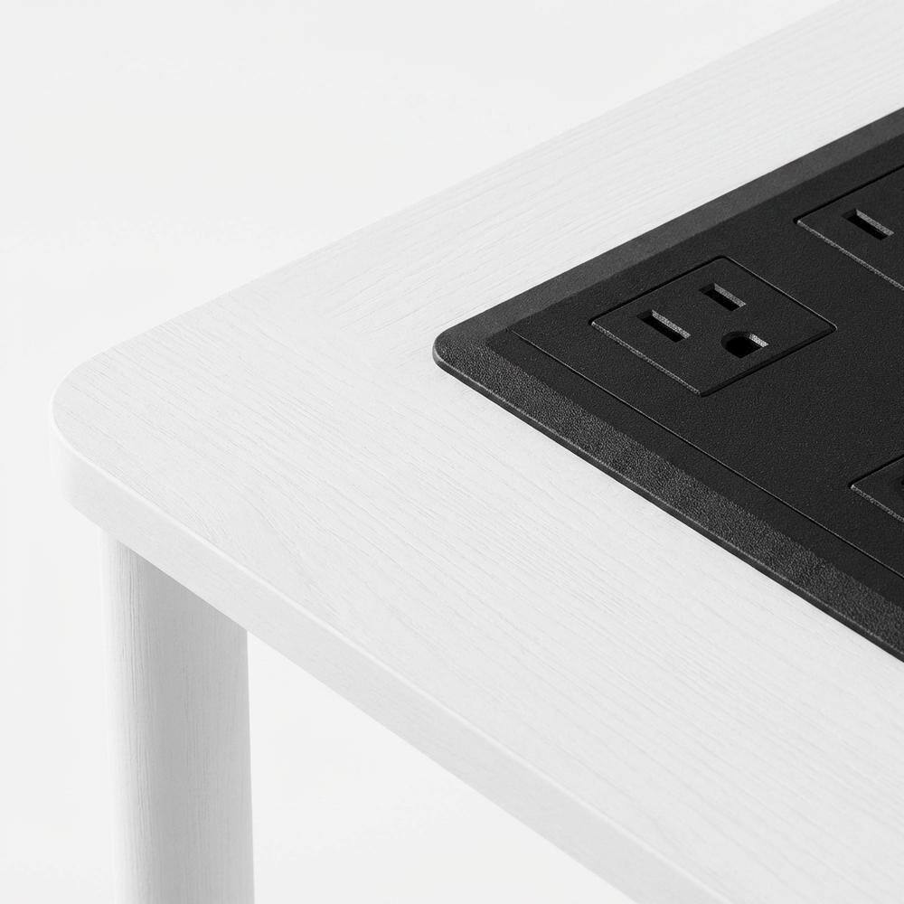 Alt View 1. FurniFact - 3-Tier Open Storage End Table with USB and Type-C Charging Ports - White/White.