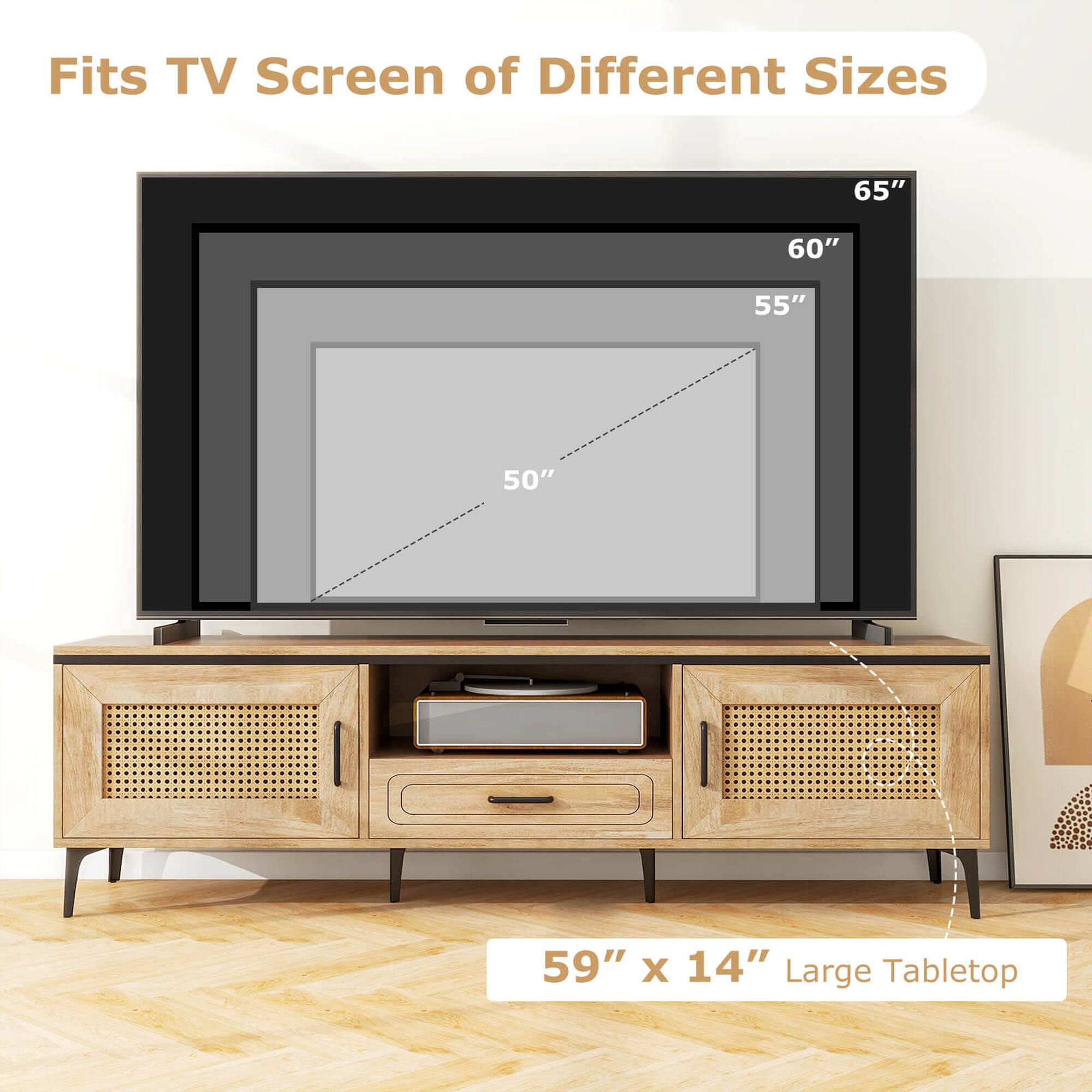 Fits TV Screen of Different Sizes 65", 60", 55", 50" 59" X 14" Large Tabletop