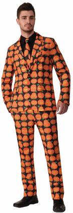 Forum Novelties - Men's Halloween Pumpkin Suit & Tie Costume Size X-Large - Orange
