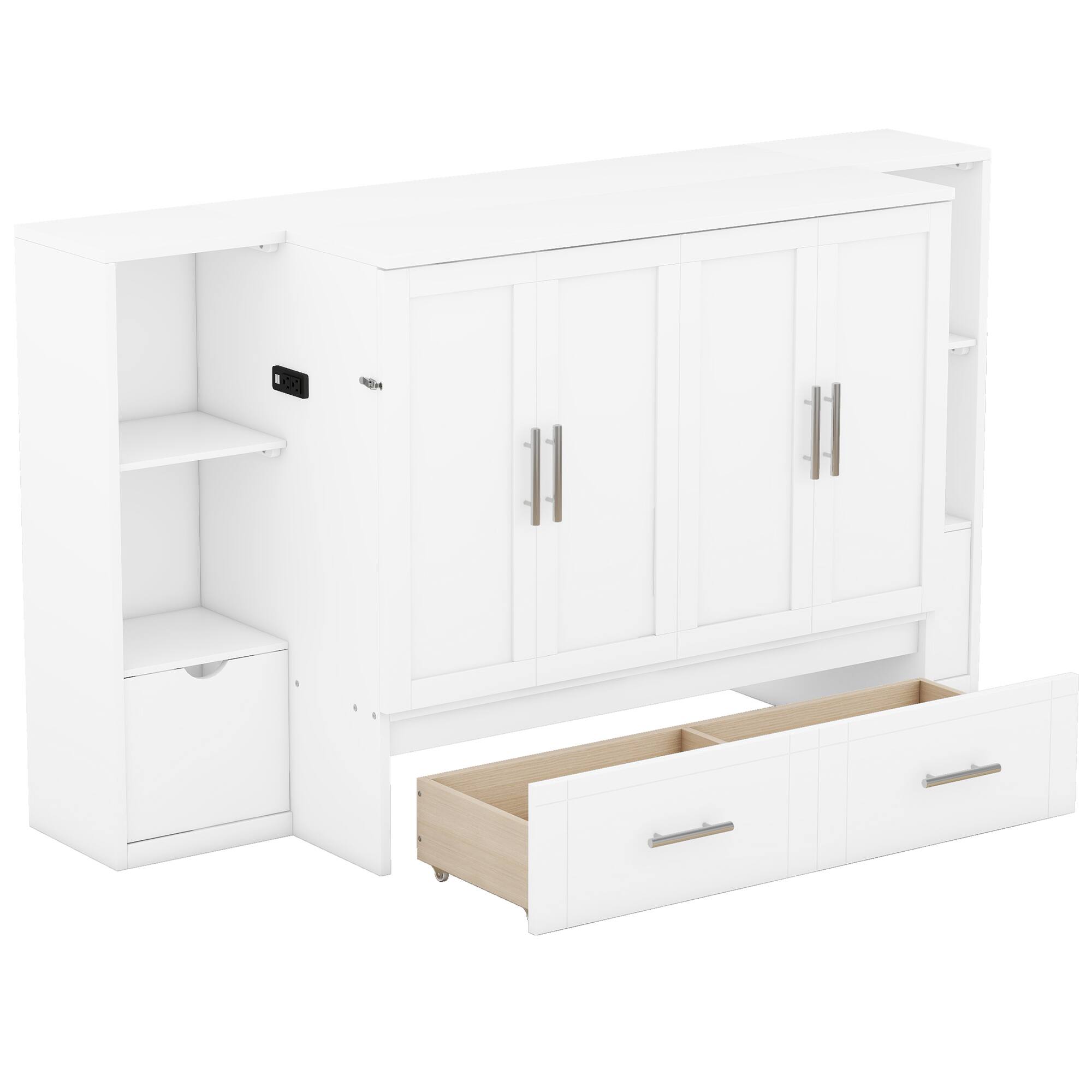 Alt View 4. Tiramisubest - Queen Size Murphy Bed, White - Space - saving for Small Spaces - White.