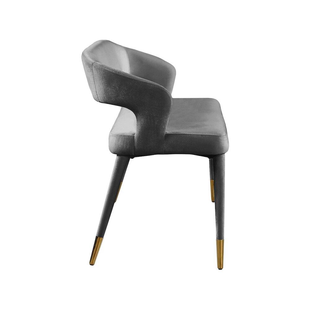 Back. Meridian Furniture - Destiny Grey Velvet Bench - Grey Velvet.