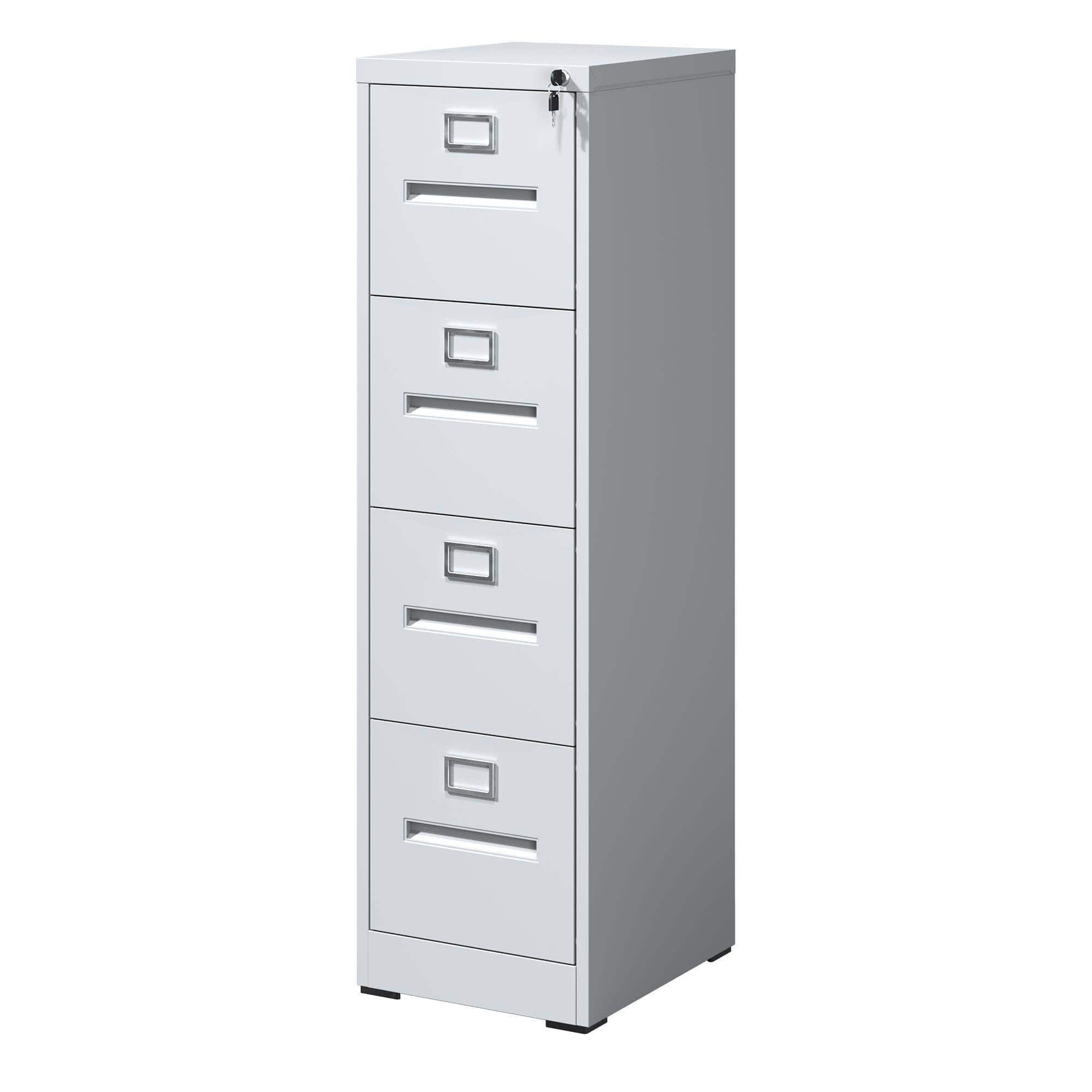 Mirfee - 4-Drawer File Cabinet with Lock, for A4/Legal/Letter Files - White