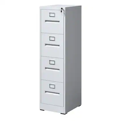 Front. Mirfee - 4-Drawer File Cabinet with Lock, for A4/Legal/Letter Files - White.