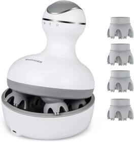 DORLUKFU - Scalp Massager with 4 Replacement Massage Heads Portable Head Scratcher with Tissue Kneading Nodes Gifts Idea Stress