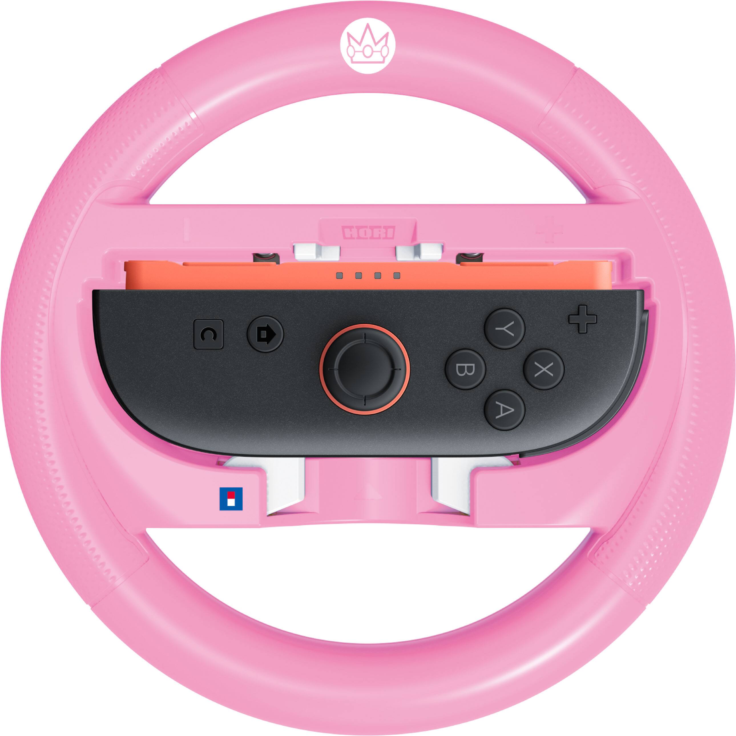 Angle. Hori - HORI Mario Kart Racing Wheel Attachment (Peach) for Switch 2 - Officially Licensed by Nintendo - Pink.
