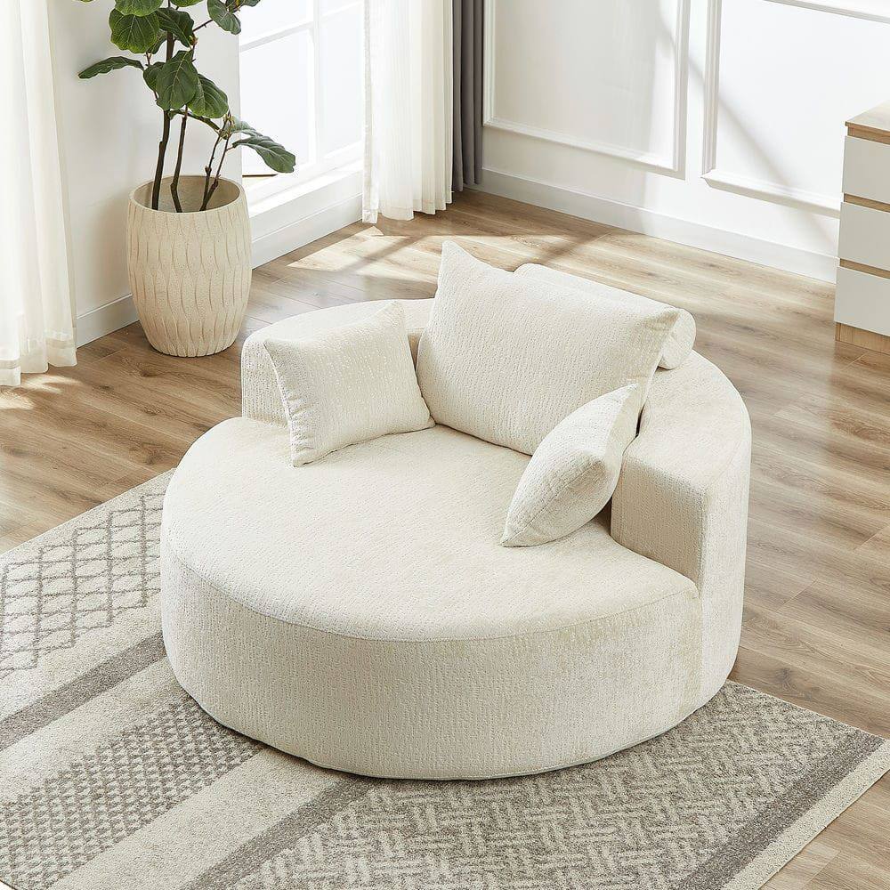 Alt View 10. Resenkos - 35"H Chenille Single Sofa, Fluffy Modern Sleeper Chair for Living Room & Bedroom, No Assembly, Beige - Beige.