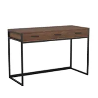 Martha Stewart - Ollie Walnut 3 Drawer Home Office Desk with Oil Rubbed Bronze Metal Frame and Hardware - Walnut Top/Oil Rubbed Bronze Frame - Front_Zoom