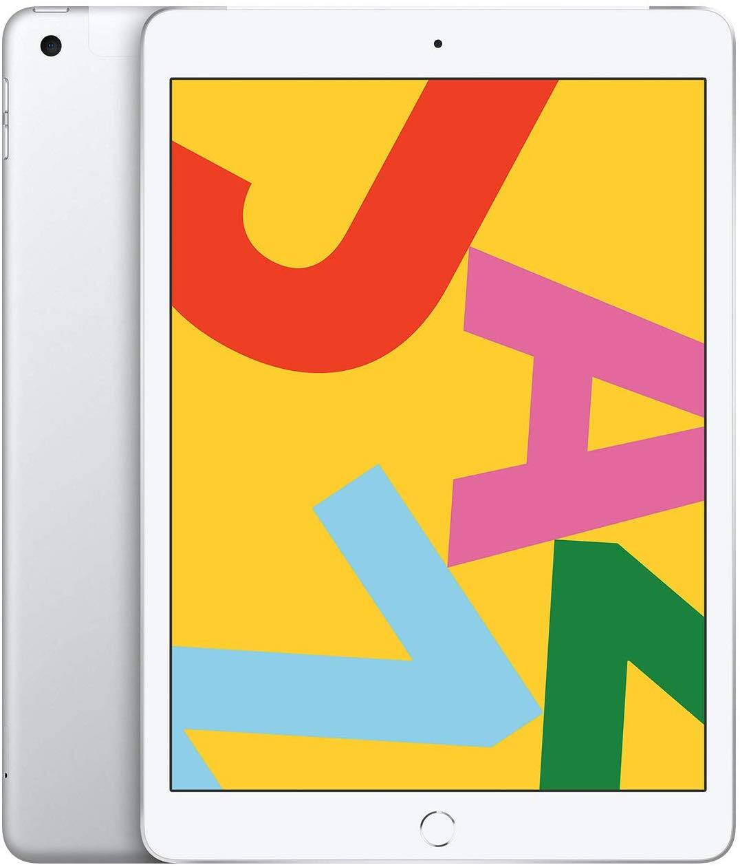 Front. Apple - 10.2-Inch iPad (7th Gen) with Wi-Fi + Cellular - 32GB - Silver.