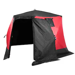 VEVOR - Portable Ice Shelter, 4-6 Person Insulated Pop-Up Ice Fishing Tent, 50 Square Feet Fishable Area, Thermal Ice Shanty - Red