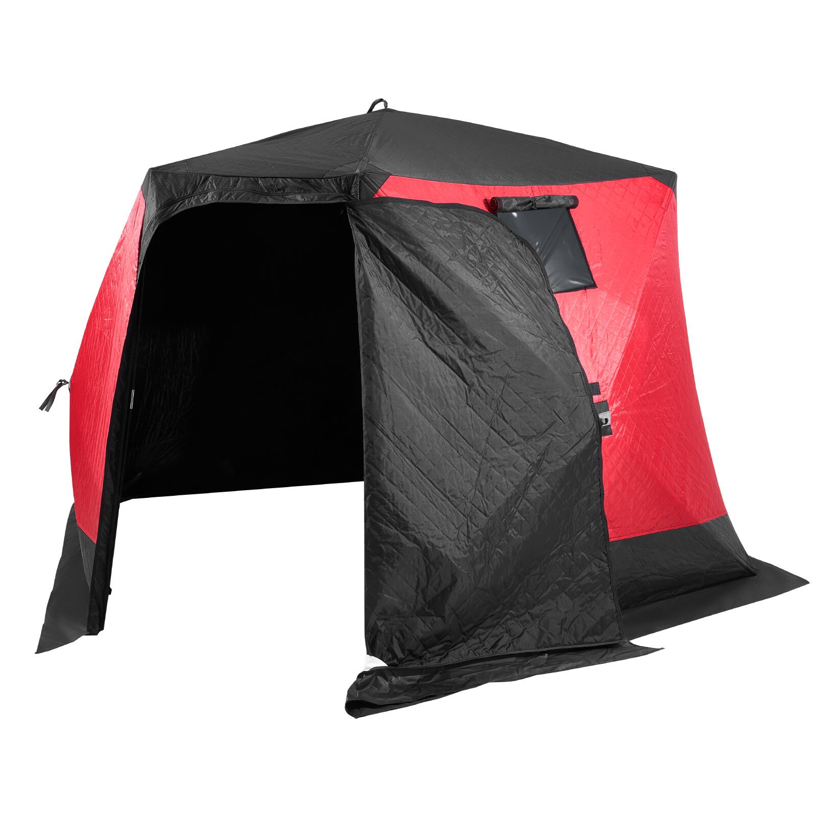 Front. VEVOR - Portable Ice Shelter, 4-6 Person Insulated Pop-Up Ice Fishing Tent, 50 Square Feet Fishable Area, Thermal Ice Shanty - Red.