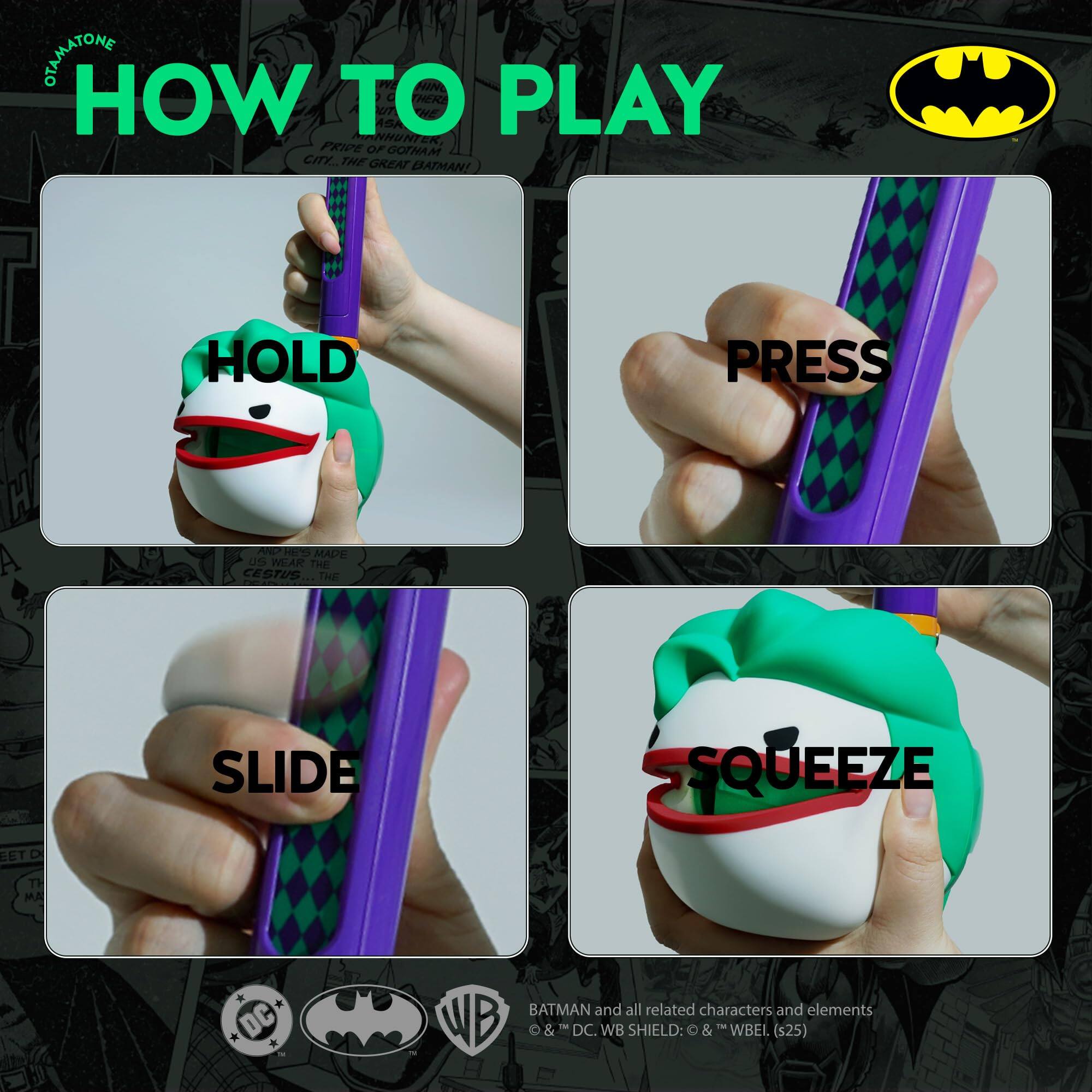 HOW TO PLAY  
PRIDE OF GOTHAM CITY. THE GREAT BATMAN!  

HOLD  
PRESS  
SLIDE  
SQUEEZE  

BATMAN and all related characters and elements  
© DC. WB SHIELD: © & ™ "WBEI" (s25)