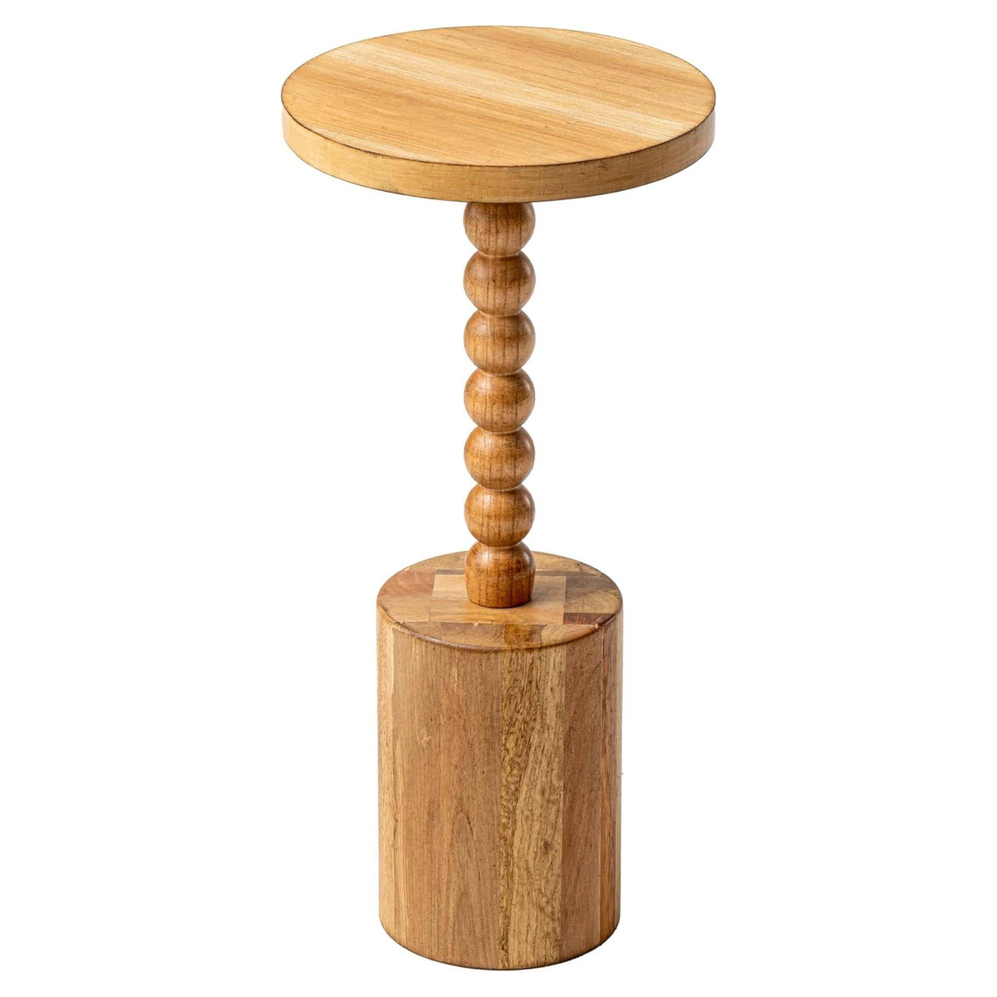 COZAYH - Farmhouse Round Pedestal Martini Table for Living Rooms & Bedrooms, Brown - Natural Wood Color